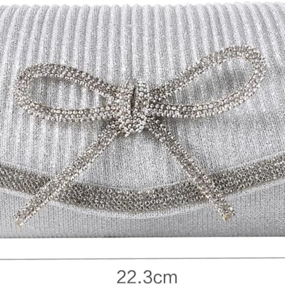 Chic Women's Rhinestone Evening Handbag with Removable Chain - 8.8X2.7X4 Inches - Picture 2 of 7